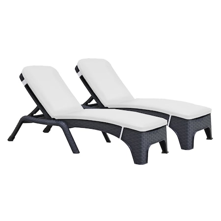 Rainbow Outdoor Roma Set of 2 Chaise Lounger w/cushion-Anthracite RBO-ROMA-ANT-2CL-CUSH-CRM